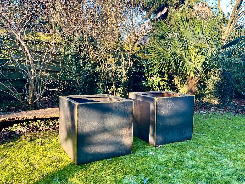 Cortenstaal plantenbak met bodem, 70x70x67 cm, Tuin en Terras, Ophalen, Vierkant, Nieuw, Balkon