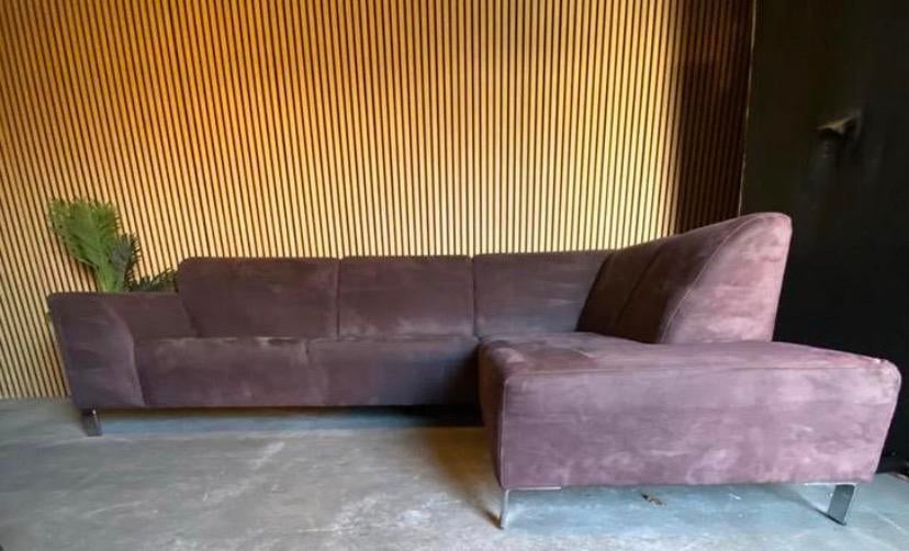 !!ACTIE!! PAARSE VELVET HOEKBANK, GRATIS LEVERING, 250 tot 300 cm, Hoekbank, Ophalen of Verzenden, Zo goed als nieuw