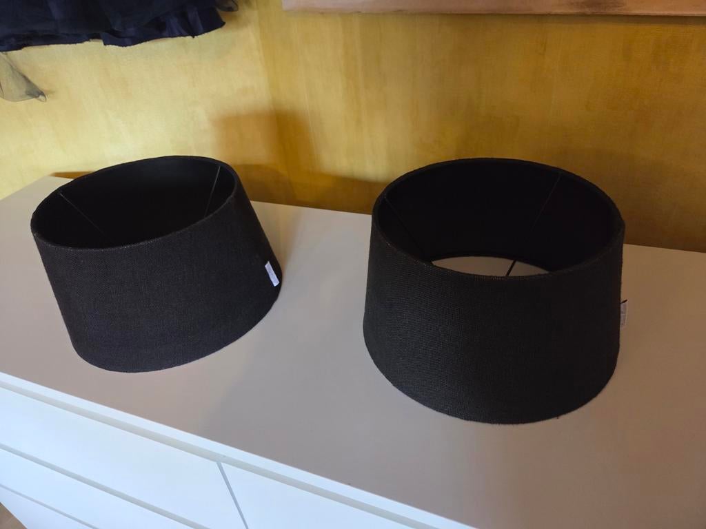 Zwarte lampenkappen Riviera Maison 25x30x17 (set van 2), Huis en Inrichting, Lampen | Lampenkappen, 25 tot 50 cm, Zwart, Landelijk, Modern, Riviera Maison