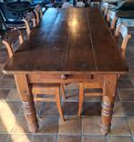 Donker houten eettafel met 6 eiken stoelen, Ophalen