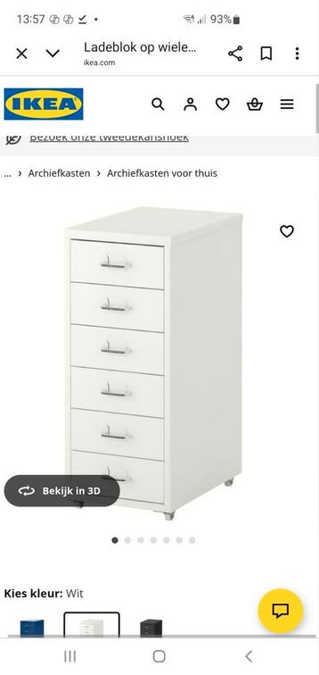 Ikea ladeblok Helmer, op wielen, wit, 17,50/ per stuk beschikbaar voor biedingen