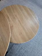 Eiken salontafels 2 stuks rond groot zgan met metalen onders, Ophalen, 50 tot 100 cm, Rond, 50 tot 100 cm