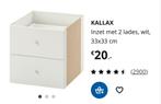 2x Kallax ladeblok - 1 witte en 1 zwarte., Ophalen, 50 tot 100 cm, Zo goed als nieuw, Minder dan 100 cm