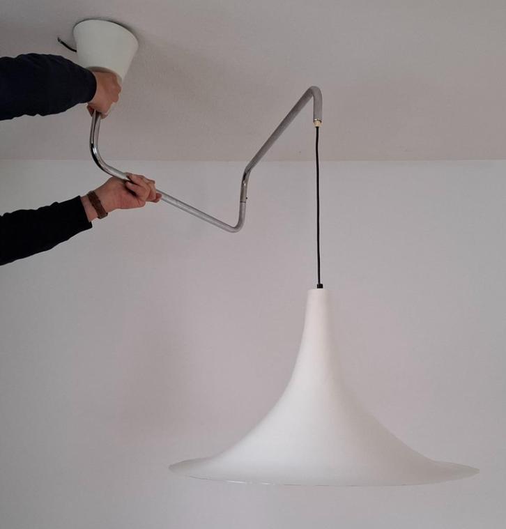 70er jaren HEKSENHOED NL-Design (groot) met unieke ophanging, Huis en Inrichting, Lampen | Hanglampen, Gebruikt, Minder dan 50 cm