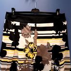 Gerry Weber rok zwart wit grijs geel gebloemd 42 L nr 40971, Gerry weber, ., Geel, Maat 42/44 (L)