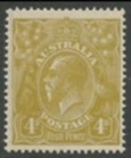 AUSTRALIE 1924 G.V. 4d. olive-yellow (1-5-1924), S.G.: 80, Verzenden, Postfris