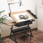 Tekentafel met kruk werktafel met 2 werkbladen computertafel, Ophalen of Verzenden, Gebruikt
