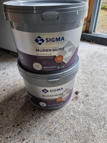 2x Sigma muurverf reinigbaar 10 liter, Ral 9016  Verkeerswit beschikbaar voor biedingen