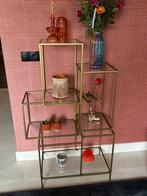Nordal Igor vakkenkast/stelling goud met glas, Ophalen, 50 tot 100 cm, Minder dan 100 cm, 25 tot 50 cm