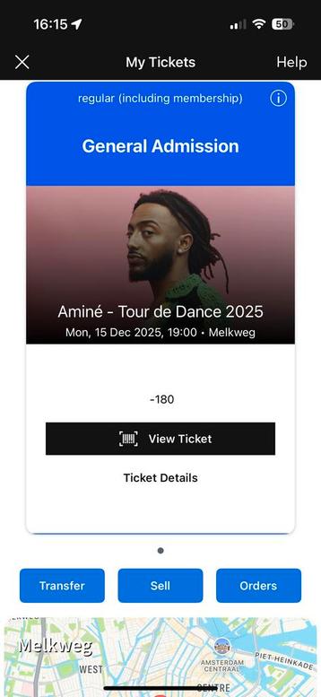 Amine Ticket 15 December beschikbaar voor biedingen