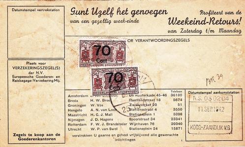 NEDERLANDSCHE - SPOORWEGEN met STEMPEL  KOOG - ZAANDIJK, Postzegels en Munten, Bankbiljetten | Nederland, 10 gulden, Verzenden
