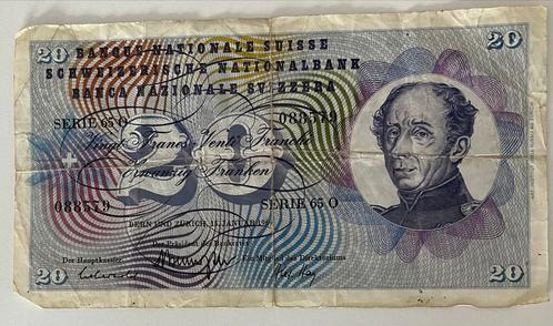 Zwitserland 20 Frank 1969 gebruikte staat, Postzegels en Munten, Bankbiljetten | Europa | Niet-Eurobiljetten, Los biljet, Overige landen