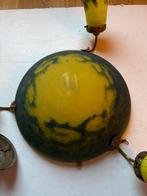 Art Nouveau Hanglamp met Groen Glas, Antiek en Kunst, Antiek | Lampen, Ophalen