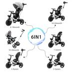 6-in-1 Baby Driewieler: Luxe Duwfiets met Verstelbare Luifel, Verstelbare duwstang, Verzenden, Nieuw, Kinderwagen