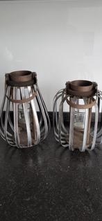 Windlichten, hout/metaal, Ophalen of Verzenden, Zo goed als nieuw, Hout, 25 tot 50 cm