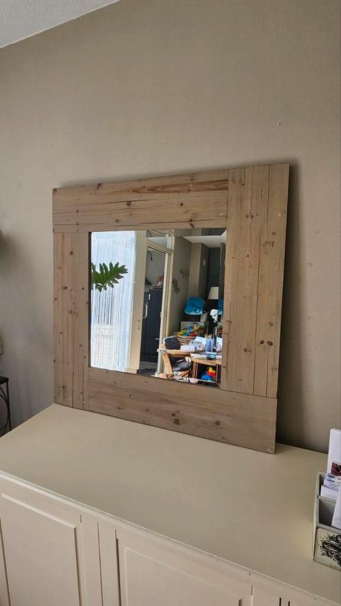 Rustieke Spiegel met Houten Frame, Huis en Inrichting, Woonaccessoires | Spiegels, Zo goed als nieuw, 75 tot 100 cm, Minder dan 100 cm