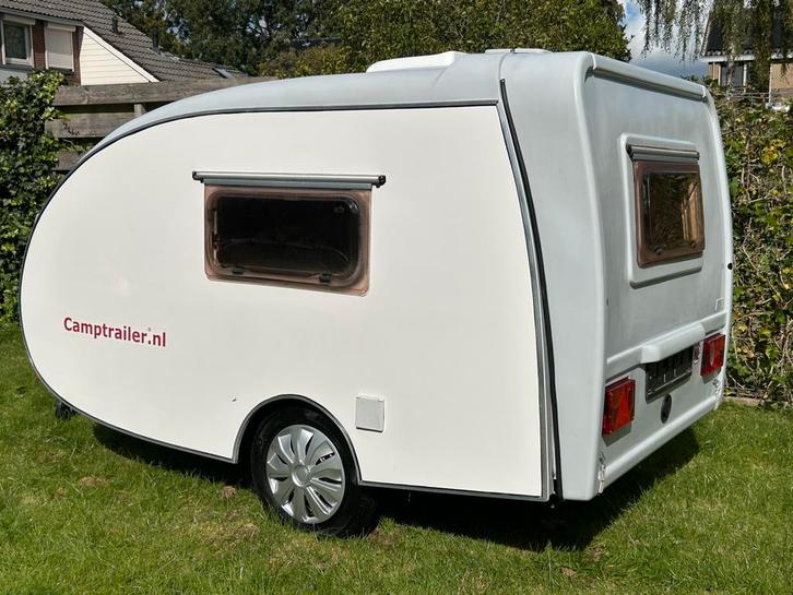 Nette Camptrailer teardrop / mini caravan, 380kg, voortent!, Caravans en Kamperen, Caravans, Particulier, tot en met 2, tot 500 kg