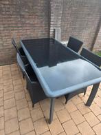 Tuinset: Tafel met 4 stoelen + kussens, Tuin en Terras, Tuinsets en Loungesets, Ophalen, Gebruikt, Tuinset