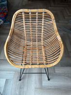 Vintage Rotan Stoel met Metalen Onderstel, Ophalen, Gebruikt, Bruin, Metaal