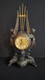 (31) Antieke Zware Franse Pendule SAMAC gepatineerd 1870, Ophalen of Verzenden