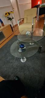 Glazen salontafel 2 x rond blad, Huis en Inrichting, Tafels | Salontafels, 50 tot 100 cm, Minder dan 50 cm, 100 tot 150 cm, Rond