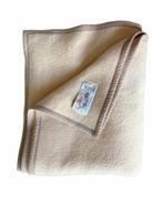Vintage Lits-jumeaux scheerwollen deken | Beige, Ophalen of Verzenden