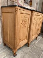 Prachtig Frans eiken kast dressoir met zwart marmer, Ophalen