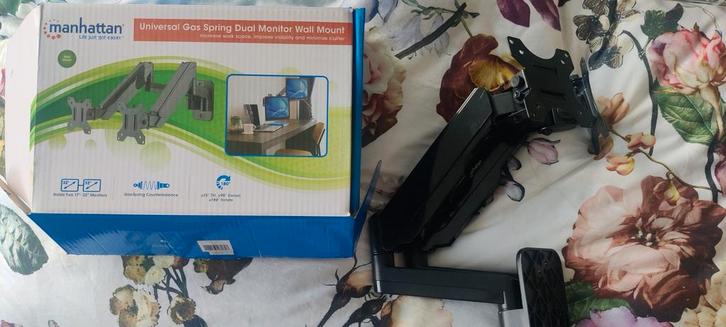 Manhattan Dubbele Monitor Arm, Audio, Tv en Foto, Televisiebeugels, Nieuw, Ophalen of Verzenden