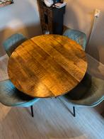 Ronde Mango Eettafel met Zwart Stalen Poot - 120cm, Huis en Inrichting, Tafels | Eettafels, Gebruikt, 100 tot 150 cm, Rond, Ophalen of Verzenden