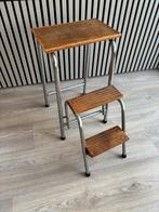 Retro houten krukje/opstapje - inklapbaar, Ophalen of Verzenden