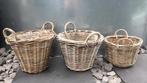 Grote rieten manden 40cm/plastic binnen voering diverse pott, Overige materialen, Gebruikt, Rond, Tuin