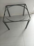BIJZETTAFEL SALONTAFEL GRIJS METAAL GLAS, Ophalen, Minder dan 45 cm, Minder dan 55 cm, Gebruikt