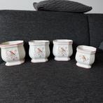 Set van 4 Bloempotten met Putter/Distelvink, Ophalen of Verzenden, Zo goed als nieuw, Overige vormen, Aardewerk