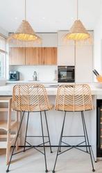 4 rotan barkrukken bamboe 115 x 83 cm zitvlak, Huis en Inrichting, Barkrukken, 5 krukken of meer, Ophalen of Verzenden, Zo goed als nieuw