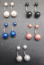 Parelmoer kleurige navelpiercings in verschillende kleuren, Ophalen of Verzenden, Nieuw, Staal, Navelpiercing