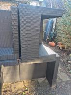 Wicker tuinset met kussens, parasol en hoes, Tuin en Terras, Tuinsets en Loungesets, 4 zitplaatsen, Gebruikt, Ophalen of Verzenden