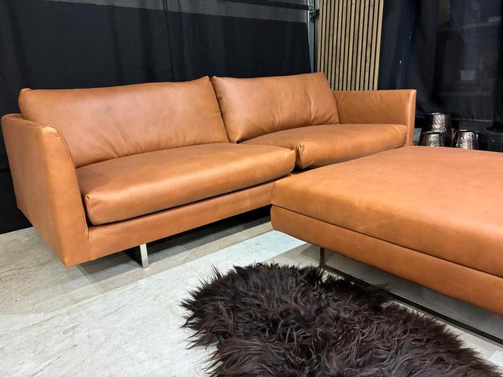 ACTIE! Montis Axel 3,5 met hocker - Rancho Cognac leer, Antiek en Kunst, Antiek | Meubels | Stoelen en Banken, Ophalen