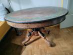Antieke ovale tafel met wielen, 50 tot 100 cm, 100 tot 150 cm, Ophalen of Verzenden, Zo goed als nieuw