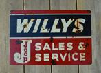 Willys sales service ‘roestig’ bord leger JEEP willy CJ nieu, Nieuw, Reclamebord, Ophalen of Verzenden
