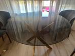 Eettafel George met glazen tafelblad, Huis en Inrichting, Tafels | Eettafels, 100 tot 150 cm, Zo goed als nieuw, Rechthoekig, 50 tot 100 cm