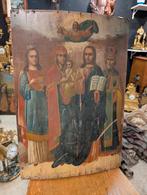 Antiek beschilderd religieus paneel   38x56 cm. €390., Antiek en Kunst, Ophalen