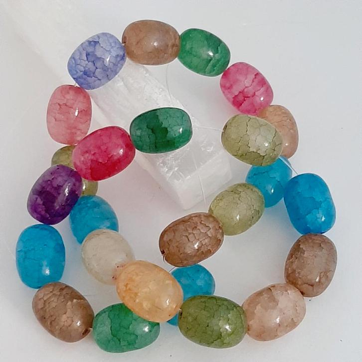 Streng Craquelé Glaskralen 10x14 mm, Hobby en Vrije tijd, Kralen en Sieraden maken, Nieuw, Kraal, Ophalen