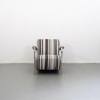 6x Leolux Scylla fauteuil zwart/grijs/wit gestreepte stof, Huis en Inrichting, Fauteuils, Niet ingevuld, Ophalen of Verzenden
