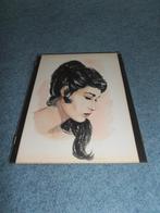Aquarel schilderijtje Retro, Vintage., Antiek en Kunst, Kunst | Schilderijen | Klassiek, Ophalen of Verzenden