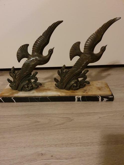 Beeld met twee vogel (zwaluwen of meeuwen) van brons, Antiek en Kunst, Antiek | Koper en Brons, Brons, Verzenden