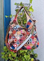 Kleurrijke patchwork leren handtas met bloemen, Ophalen of Verzenden, Zo goed als nieuw, Overige kleuren, Shopper