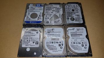 Goedwerkende Hardschijven 6x500gb 2,5 inch, geformateerd. beschikbaar voor biedingen