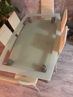 Glazen eettafel met 6 stoelen, Huis en Inrichting, Tafels | Eettafels, Ophalen, Gebruikt, 50 tot 100 cm, Glas