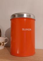 Vintage oranje blik suiker Brabantia, Verzamelen, Blikken, Ophalen of Verzenden, Gebruikt, Overige, Overige merken