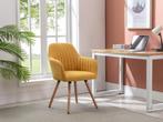 NIEUW Retro Stoel ELEANA met armleuningen - Geel, Huis en Inrichting, Stoelen, Overige kleuren, Metaal, Nieuw, Ophalen of Verzenden